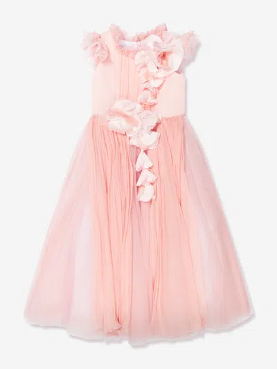 Marchesa Kids' Girls Flower Embellished Georgette Gown In Pink