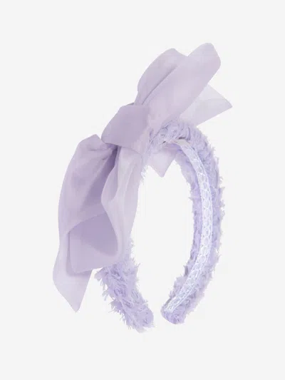 Marchesa Babies' Girls Silk Organza Emellished Bow Headband In Purple