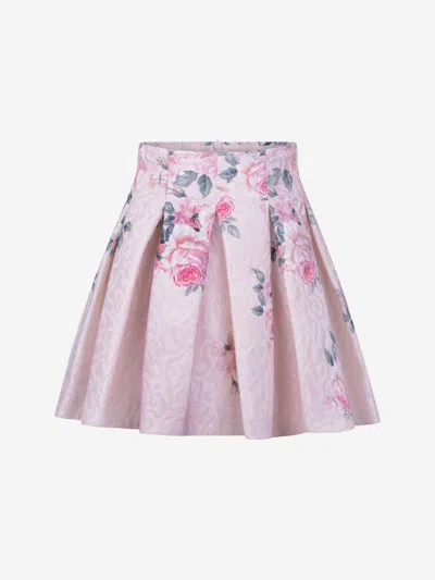 Monnalisa Kids' Girls Rose Brocade Skirt 9 Yrs Pink