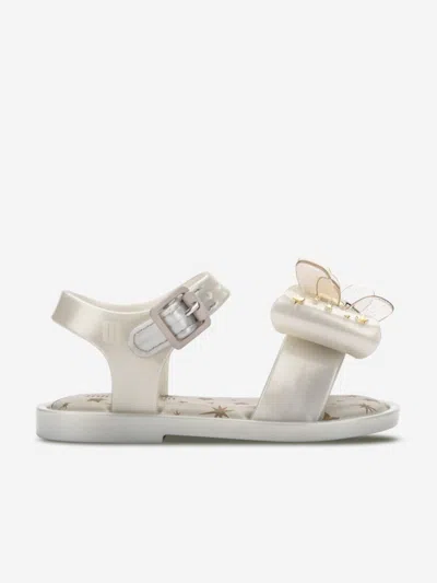 Mini Melissa Kids' Girls Ivory & Gold Star Bow Sandals In White