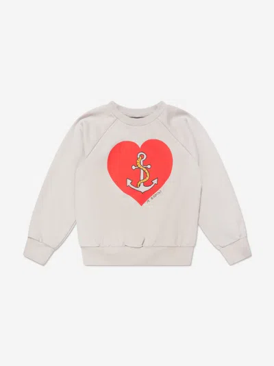 Mini Rodini Kids Sailors Heart Sweatshirt In Grey