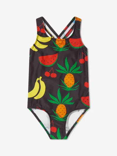 Mini Rodini Kids' Girls Fruit Print Swimsuit In Brown