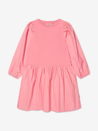 Molo Kids' Girls Organic Cotton Long Sleeve Dress 9 - 10 Yrs Pink