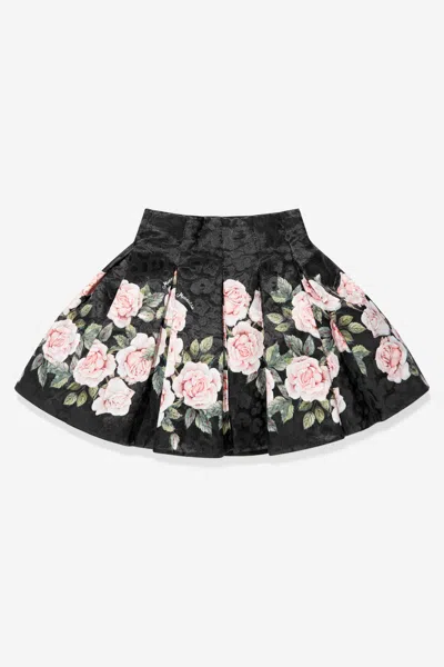 Monnalisa Kids' Girls Quilted Garden Rose Skirt 10 Yrs Black