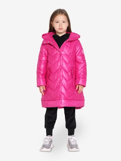 Monnalisa Kids' Girls Down Quilted Hooded Coat In Pink