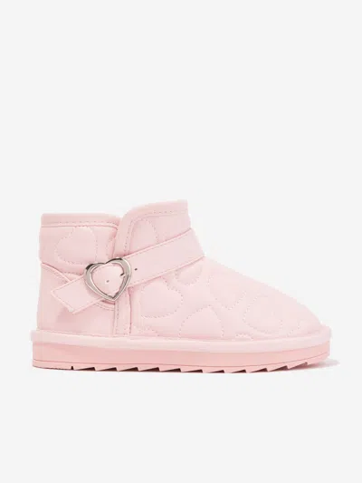 Monnalisa Kids' Girls Embossed Fur Lined Boots In Pink