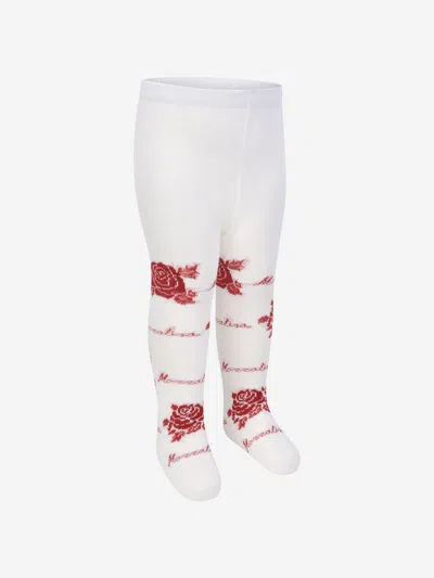 Monnalisa Baby Girls & Red Rose Tights 6 Mths Ivory