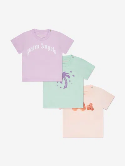 Palm Angels Baby Girls Tri-pack T-shirts Set In Multicoloured