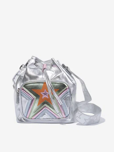 Stella Mccartney Kids' Girls Star Bucket Bag In Silver