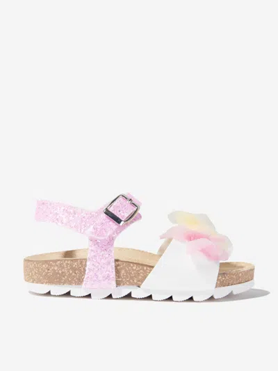 Monnalisa Babies' Girls Butterfly Glitter Sandals In White