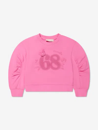 Monnalisa Kids' Girls Embroidered 68 Sweatshirt In Pink
