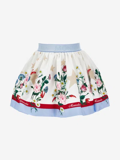 Monnalisa Kids' Girls White Floral Cotton Skirt