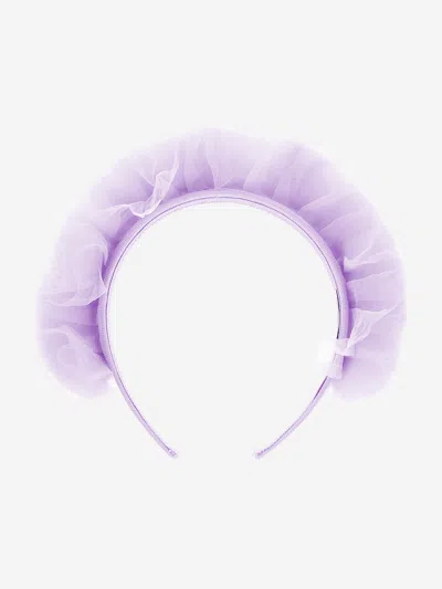 Monnalisa Babies' Girls Ruched Tulle Headband In Purple
