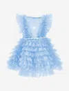 Monnalisa Kids' Star-print Tulle Dress In Blue