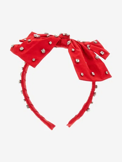 Monnalisa Babies' Girls Diamante Bow Headband In Red