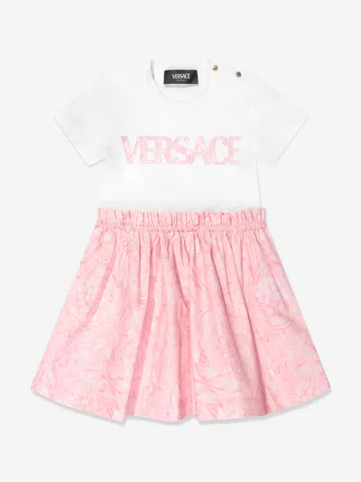 Versace Baby Girls Barocco Logo Jersey Dress In White