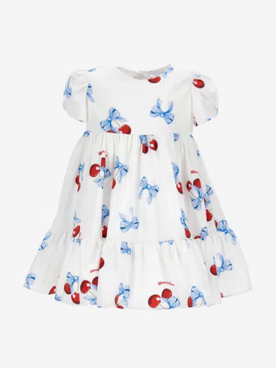 Monnalisa Baby Girls Cherry Print Dress In White