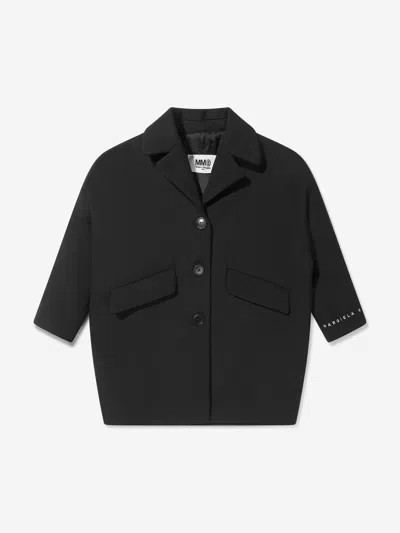 Mm6 Maison Margiela Babies' Kids Wool Back Logo Coat 4 Yrs Black