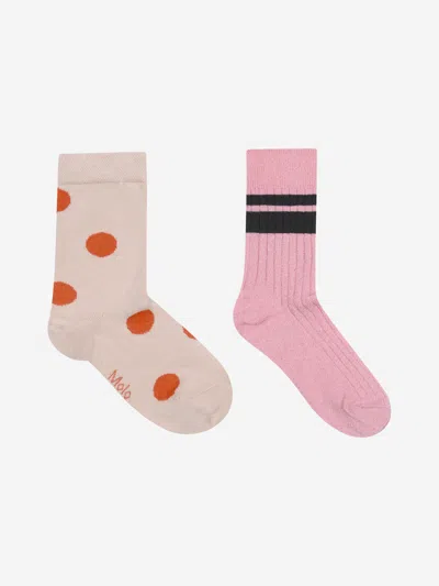 Molo Babies' Girls Cotton Socks Set (2 Pairs) Eu 23 - 26 Pink