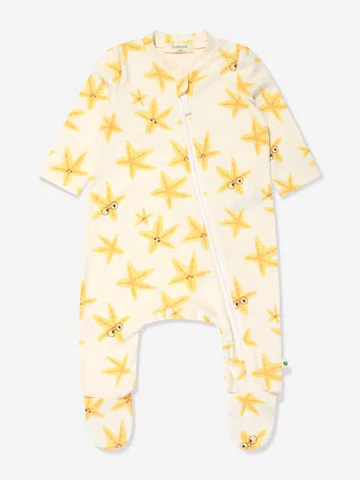 The Bonnie Mob Kids' Baby Boys Starfish Zip Front Babygrow In Ivory