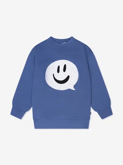 Molo Kids' Boys Smiley Speech Bubble Sweater In Blue