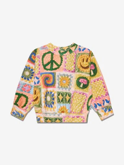 Molo Kids' Girls Crochet Vibe Sweatshirt In Multicoloured
