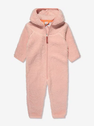 Molo Baby Girls Fleece Pramsuit In Pink