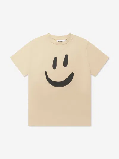 Molo Kids Smiley Face T-shirt In Beige