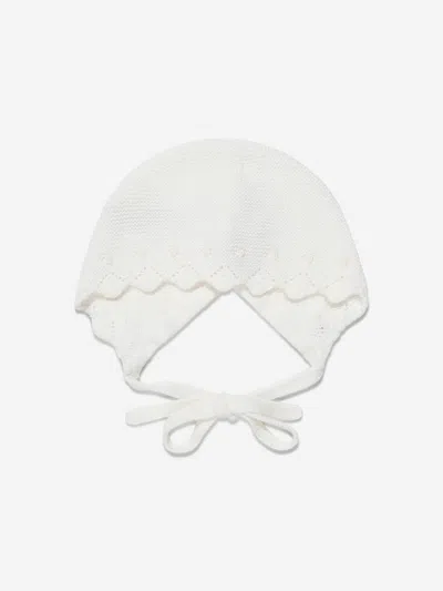 Paz Rodriguez Baby Girls Knitted Bonnet In Ivory
