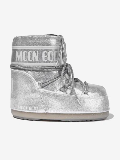Moon Boot Kids Icon Low Glitter Snow Boots In Gold
