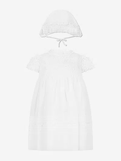 Sarah Louise Baby Girls Dress And Bonnet In Ivory