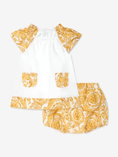 Versace Baby Girls Barocco Dress Wirth Knickers In White