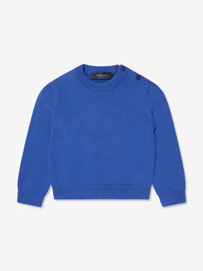 Versace Baby Boys Logo Jumper In Blue