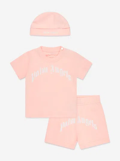 Palm Angels Baby Girls Tri-pack Gift Set In Pink