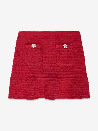 Self-portrait Self Portrait Girls Red Kids Sequin-embellished Knitted Skirt 4-12 Years