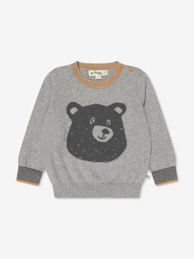 The Bonnie Mob Babies' Kids Bear Cashmere Knit Jumper In Grey