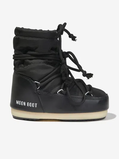 Moon Boot Kids Light Low Nylon Snow Boots In Black