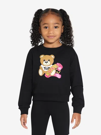 Moschino Kids' Teddy-bear 棉卫衣 In Black