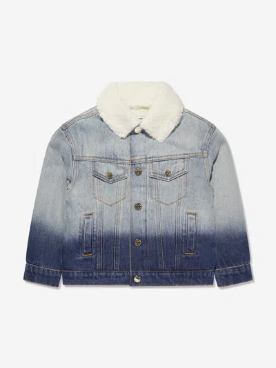 Moschino Kids Logo Denim Jacket In Blue