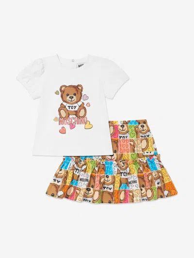 Moschino Baby Girls Teddy Bear Skirt Set In Multicoloured