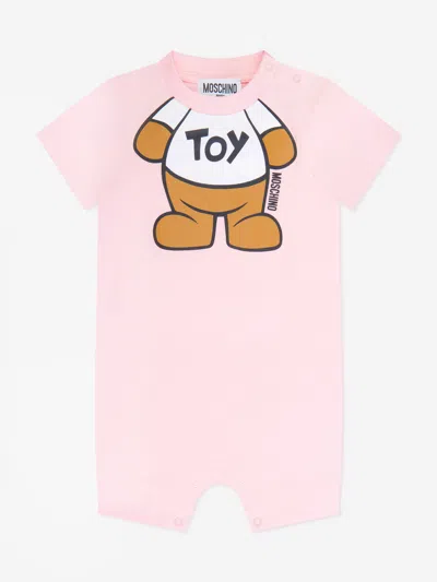 Moschino Baby Teddy Toy Romper In Pink