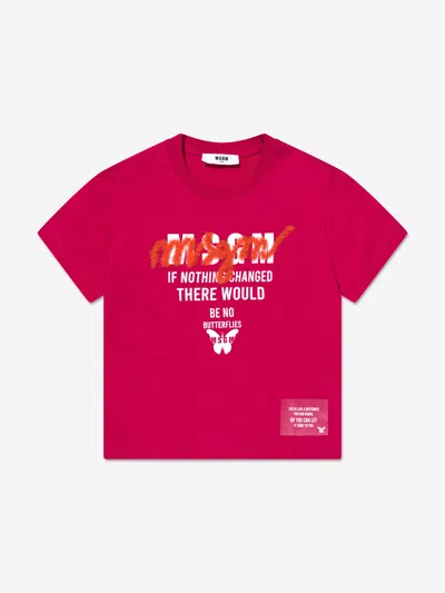 Msgm Kids' Girls Logo T-shirt In Pink