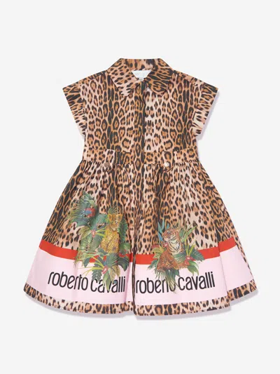 Roberto Cavalli Babies' Girls Heritage Leopard Dress In Brown