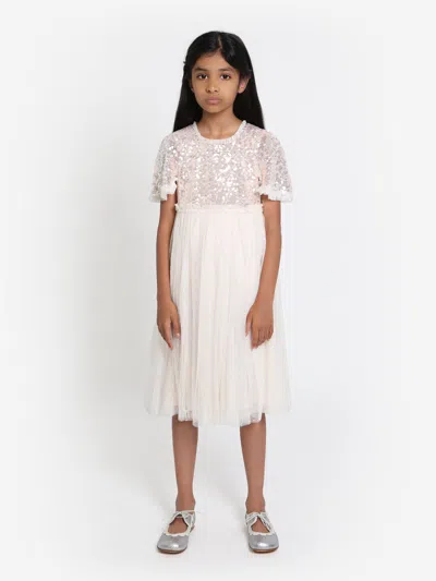 Needle & Thread Babies' Girls Mila Gloss Bodice Dress In Ivory