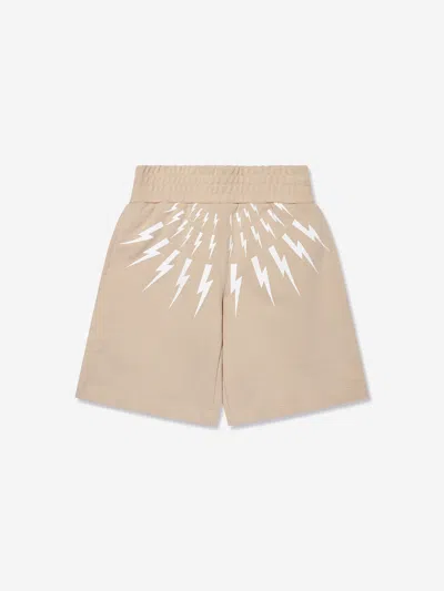 Neil Barrett Kids' Boys Thunderbolt Shorts In Beige