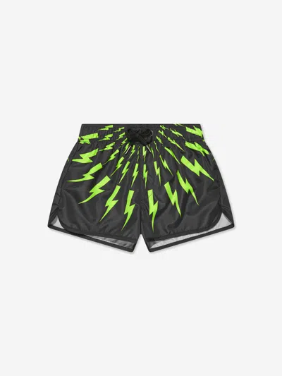 Neil Barrett Babies' Boys Thunderbolt Swim Shorts In Black