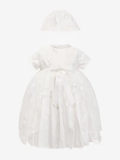 Sarah Louise Baby Girls Christening Dress And Bonnet In Ivory