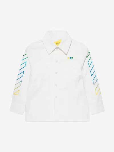Off-white Kids' Boy's Arrow Rainbow Long-sleeve Shirt Jacket In White