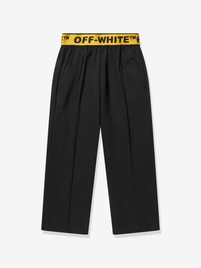 Off-white Kids' Boys Industrial Logo Band Chino Trousers In Black