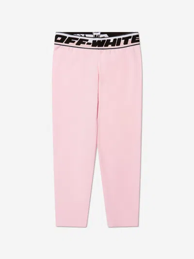 Off-white Kids' Girls Logo Band Leggings In Pink